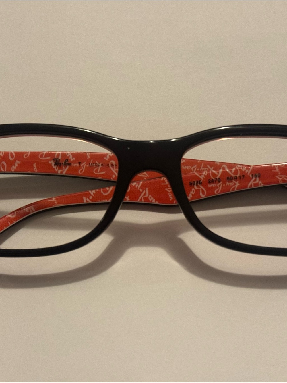 Ray-Ban Eyeglasses Frames RB5228 2479 Top Black on Texture Red 50-17-140